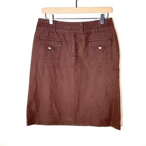 Lafayette 148 brown casual safari style A line skirt size 4 B97